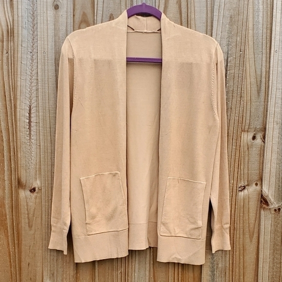 Tan Knit Viscose Soft Open Sweater Wrap Shrug Pockets Women Size Small‎ NWOT - Picture 7 of 12